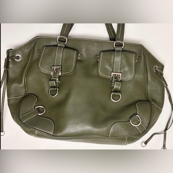 Prada Vitello Daino Olive Green Leather Tote — Silver Hardware • Like New - Picture 6 of 9